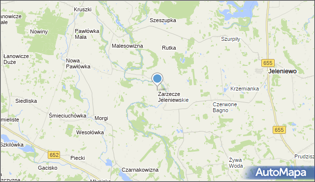 mapa Zarzecze Jeleniewskie, Zarzecze Jeleniewskie na mapie Targeo